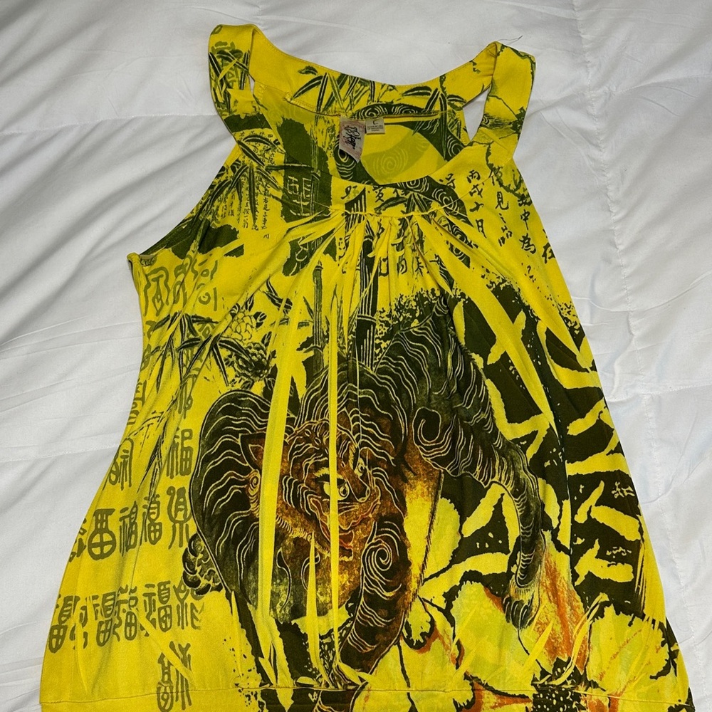 Yellow Graphic Sleeveless Women's Tank Top